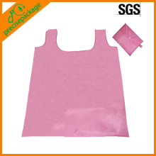 bolsa de compras dobrável cor-de-rosa do t-shirt 190T